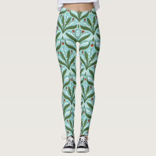 Lily of the valley and ladybugs symmetry in green, leggings