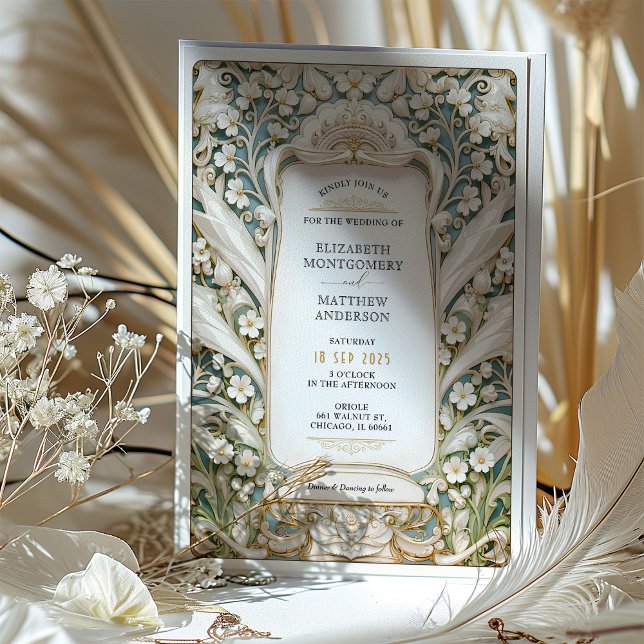 Lily of the Valley Art Nouveau Wedding Invitation (Creator Uploaded)