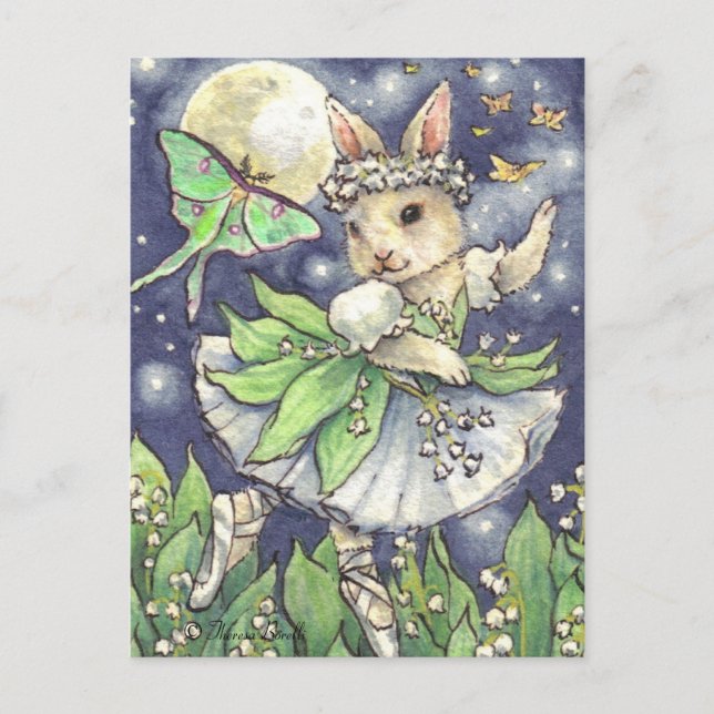 Lily of the valley Ballerina Bunny Postcard (Front)