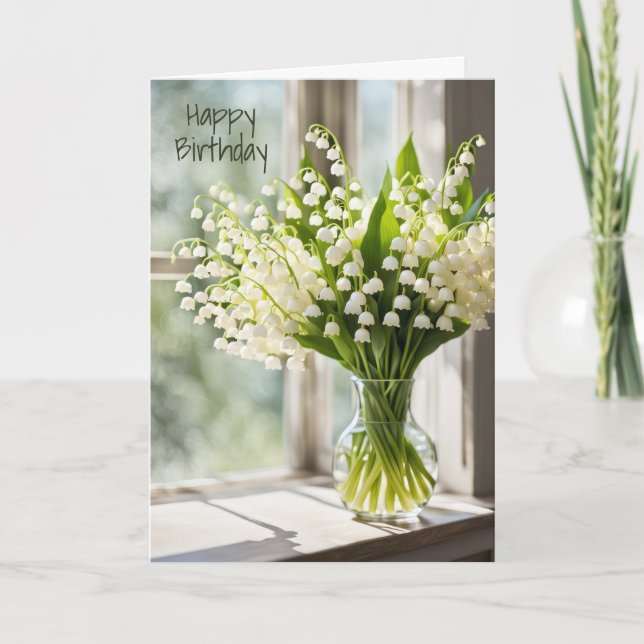 Lily Of The Valley Birthday Bouquet Card (Front)