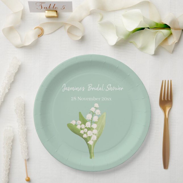 Lily Of The Valley Bouquet Bridal Shower  Paper Plate (Wedding)