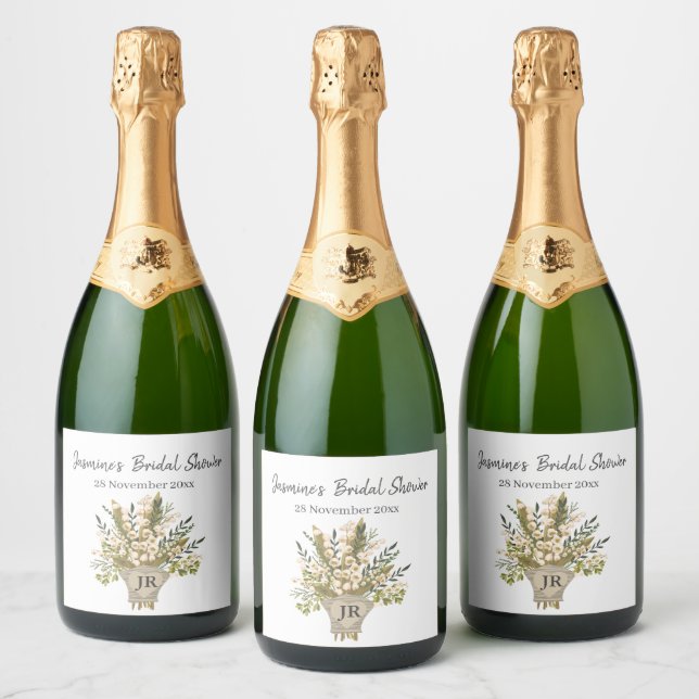 Lily Of The Valley Bouquet Bridal Shower  Sparkling Wine Label (Bottles)