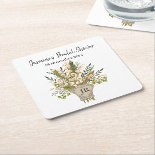 Lily Of The Valley Bouquet Bridal Shower Square Paper Coaster
