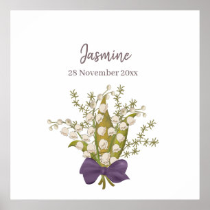 Lily Of The Valley Bouquet with Purple Bow  Poster