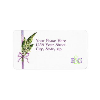 Lily of the Valley BRIDAL monogram address label