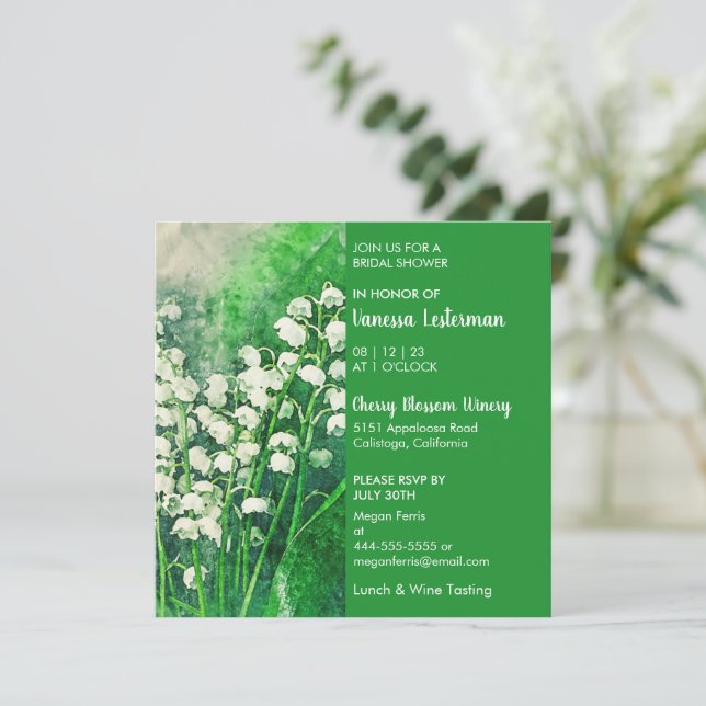 Lily of the Valley Bridal Shower Invitation (Standing Front)