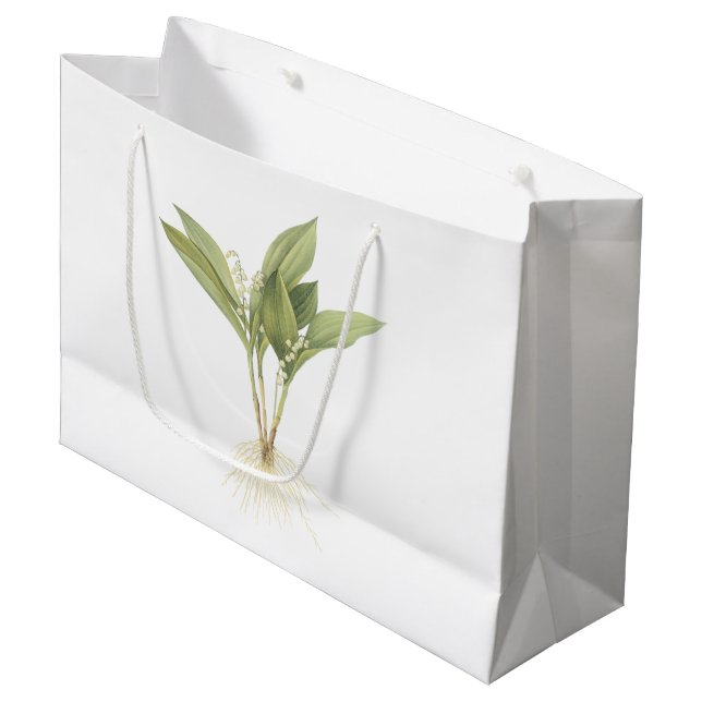 Lily-of-the-valley(Convallaria majalis) by Redouté Large Gift Bag (Front Angled)