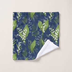 Lily of the Valley Dark Blue Background Wash Cloth