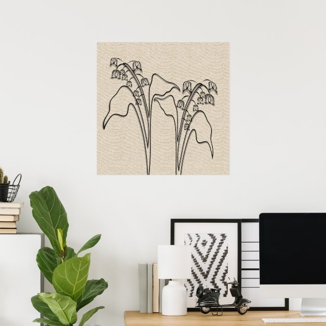 Lily of the Valley  Drawing Canvas Flower Poster (Home Office)