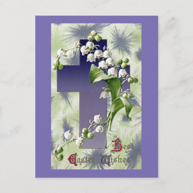Lily of the Valley Easter Cross Holiday Postcard (Front)