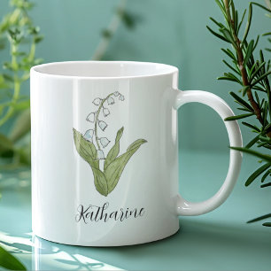 Lily of the Valley Elegant Personalised Floral Coffee Mug