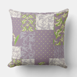 Lily-of-the-Valley Faux Patchwork, Mauve Cushion
