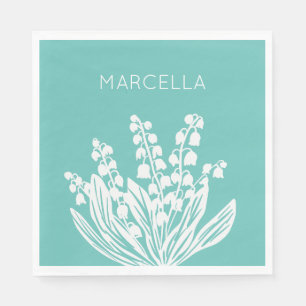  Lily of the Valley Floral Bouquet Custom Name  Napkin