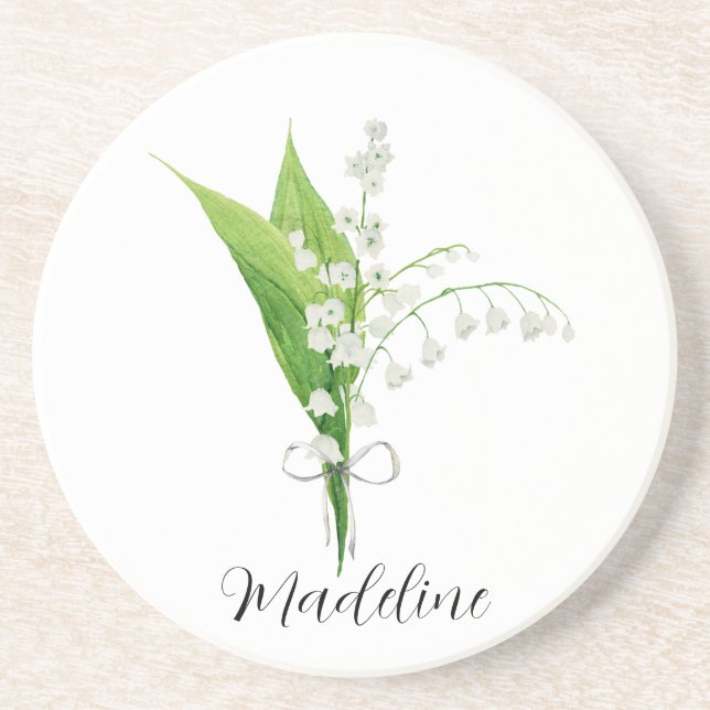 Lily of the Valley Floral   Coaster (Front)