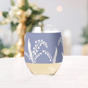 Lily Of The Valley Floral Custom Name Stemless Wi Wine Glass