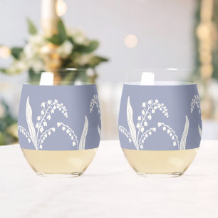 Lily Of The Valley Floral Customised Backgroun Stemless Wine Glass