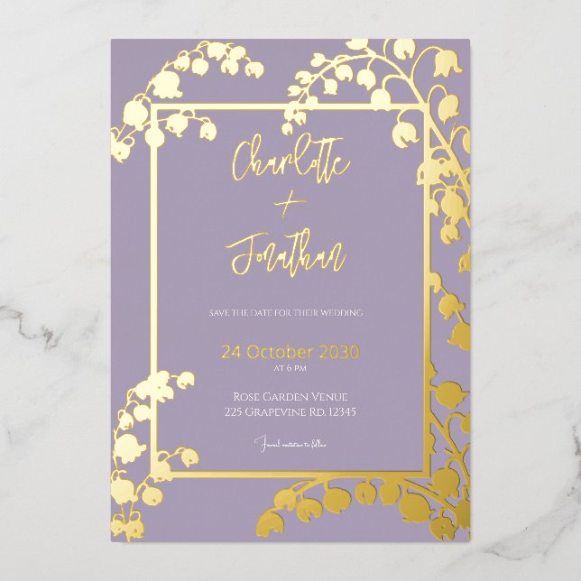 Lily of the Valley Floral Garden Wedding Gold    (Front)