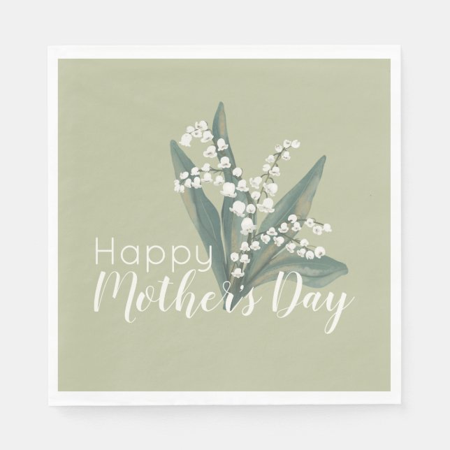 Lily of the Valley Floral  Happy Mother’s Day Napkin (Front)
