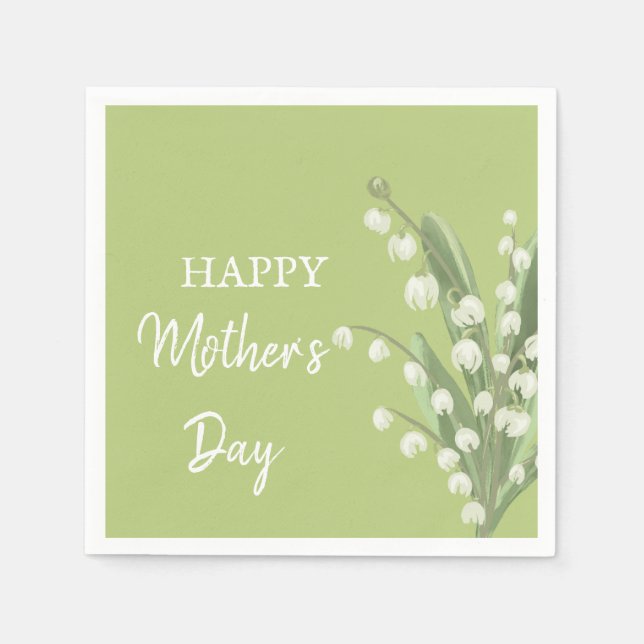 Lily of the Valley Floral Happy Mothers Day Napkin (Front)