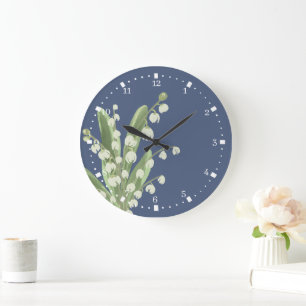 Lily Of The Valley Floral  Large Clock