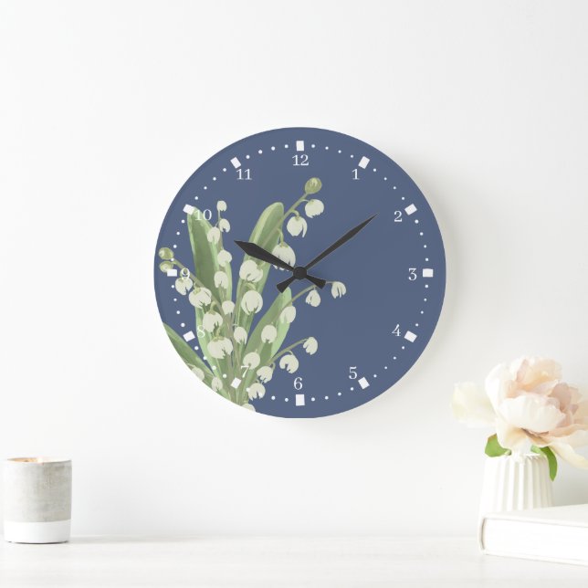 Lily Of The Valley Floral  Large Clock (Home)