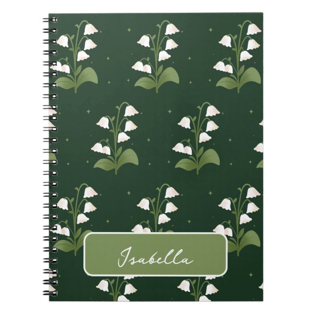 Lily of the Valley Floral Pattern Spiral Notebook (Front)