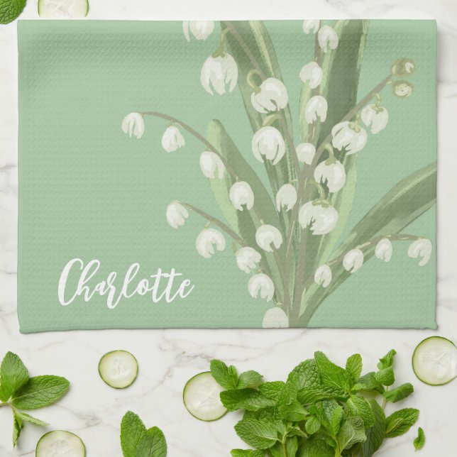 Lily Of The Valley Floral  Tea Towel (Folded)