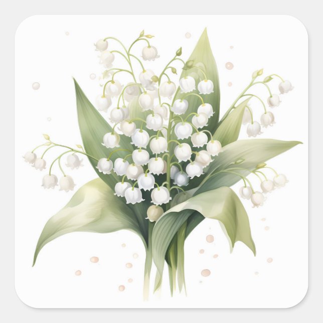 Lily of the Valley Flower Bunch Bouquet Square Sticker (Front)
