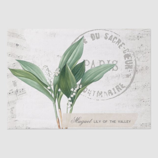 Lily of the Valley Flower French Music Decoupage  Tissue Paper (Front)