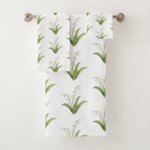 Lily of the Valley Flower Painting Pattern Bath Towel Set