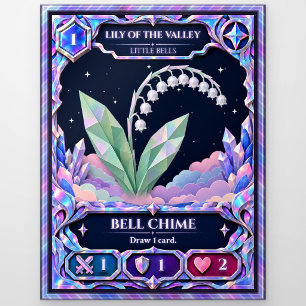 Lily of the Valley Flower, Rainbow Foil Art Postcard