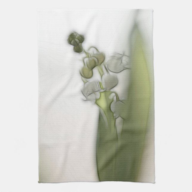 Lily of the Valley Flower Sketch Tea Towel (Vertical)