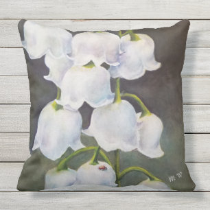 LILY OF THE VALLEY FLOWER with LADY BUG PATIO Cushion
