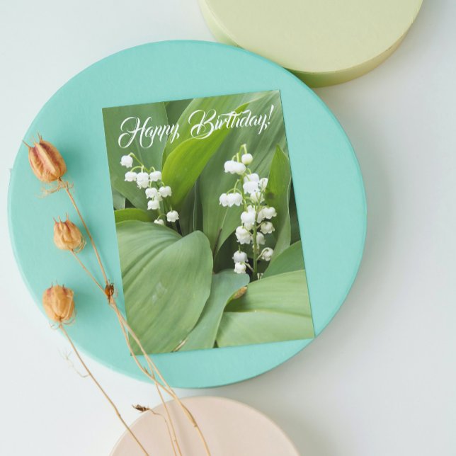 Lily of the Valley Flowers Floral Birthday Card (In Situ)