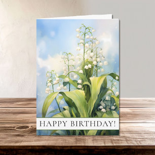 Lily of the Valley Flowers Happy Birthday Card