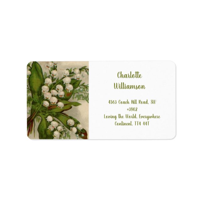 Lily of the Valley Flowers in Watercolor  Label (Front)