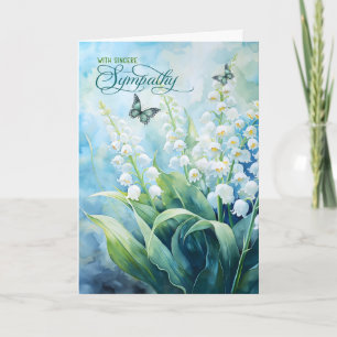 Lily of the Valley Garden Butterflies Sympathy Card