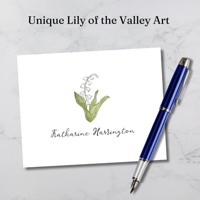Lily of the Valley Hand-Illustrated Elegant Floral Note Card (This unique Lily of the Valley card would be a lovely gift for ladies with a May birthday!)
