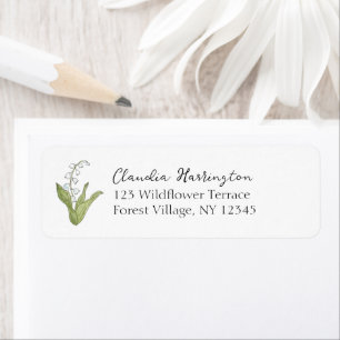 Lily of the Valley Hand-Painted Nature Address Return Address Label