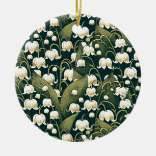Lily of the Valley Heart Wreath                    Ceramic Ornament