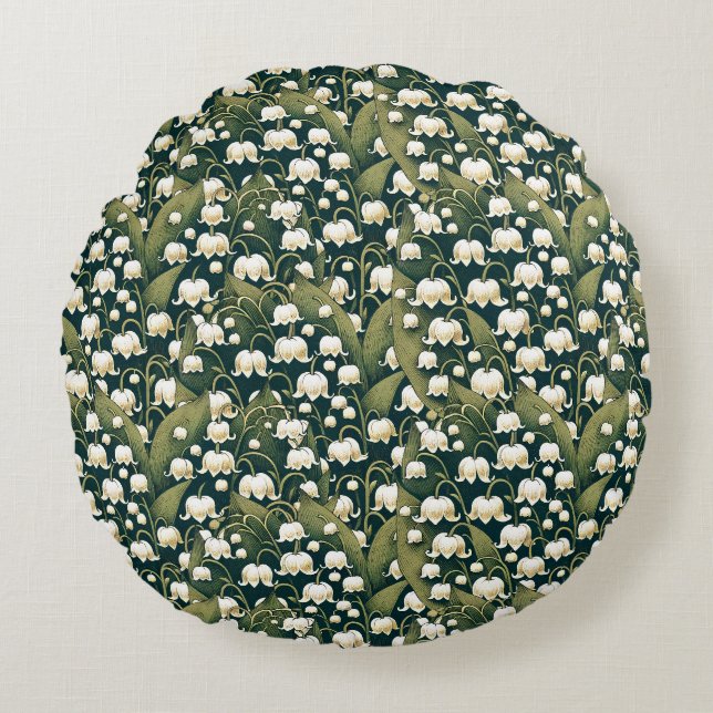 Lily of the Valley Heart Wreath                    Round Cushion (Front)