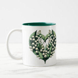Lily of the Valley Heart Wreath                    Two-Tone Coffee Mug