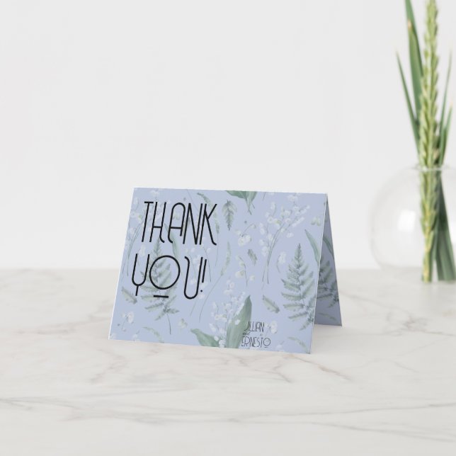 Lily of the Valley II Light Blue Custom Thank You Card (Front)