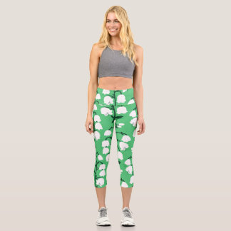 Lily of the Valley in Emerald Color Tote Bag Capri Leggings