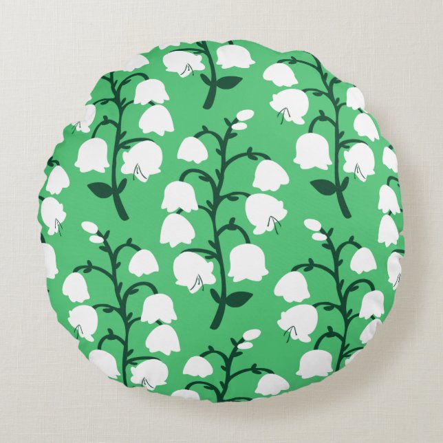Lily of the Valley in Emerald Colour Tote Bag Round Cushion (Front)