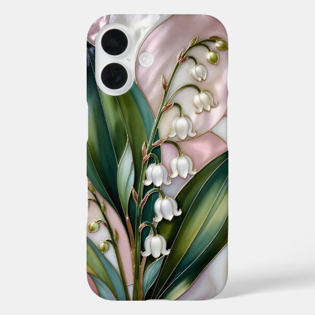Lily of the Valley iPhone Case Stained Glass Style (Back)