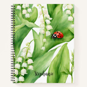 Lily of the Valley Ladybug Spiral Notebook