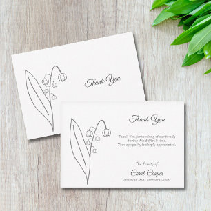 Lily of the Valley Line Art Funeral Thank You Card