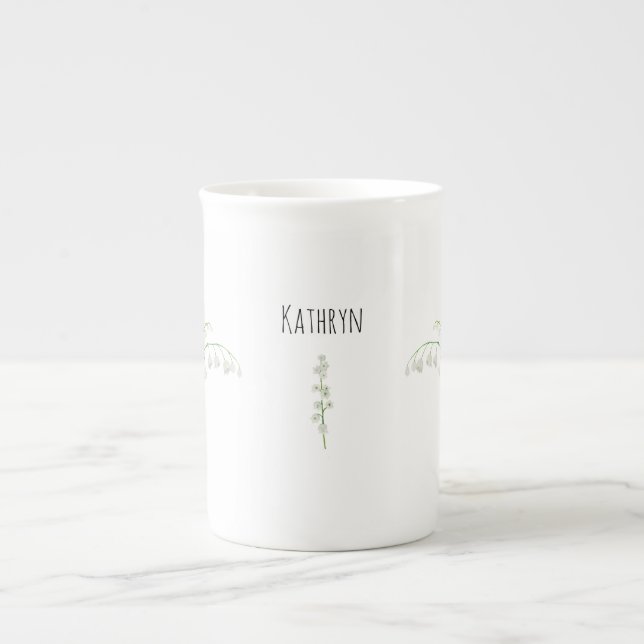 Lily of the Valley May Birth Flower Bone China Mug (Front)