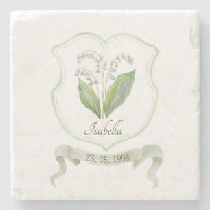 Lily of The Valley May Birth Flower Stone Coaster